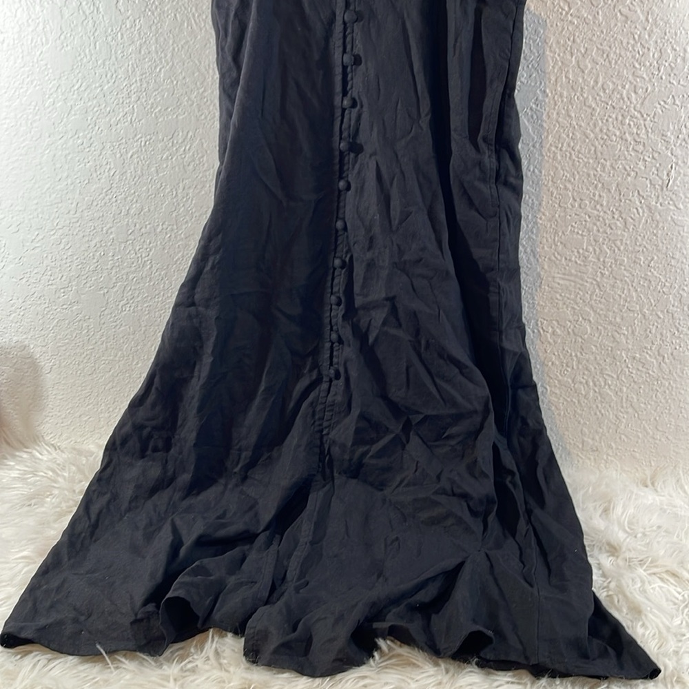 GAP Linen Blend Cutout Midi Dress With Pockets Black Size 8 Tall NEW - Picture 4 of 12